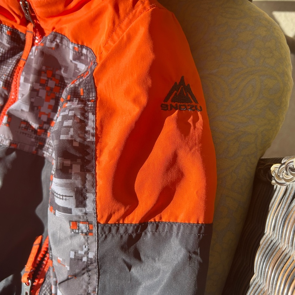 Snozu Kids Puffer Jacket - Orange and Gray - Picture 3 of 5